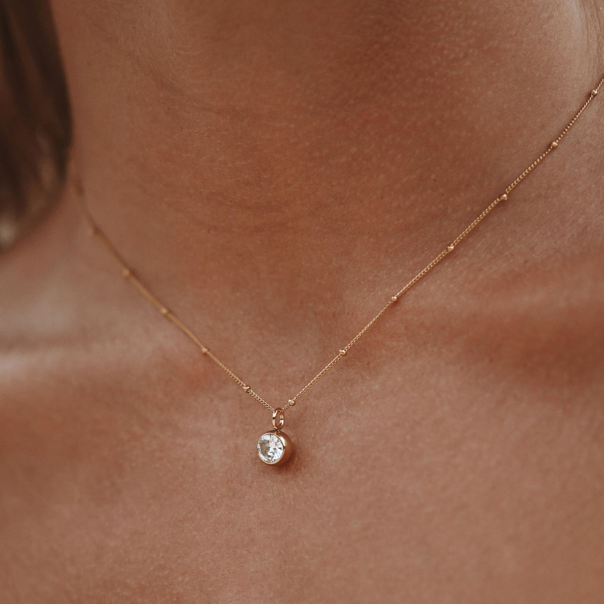 Bruce & Co Round CZ Birthstone Necklace, 9 mm