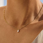 Bruce & Co Glow – Clear Rectangular Pendant Necklace, 45 cm
