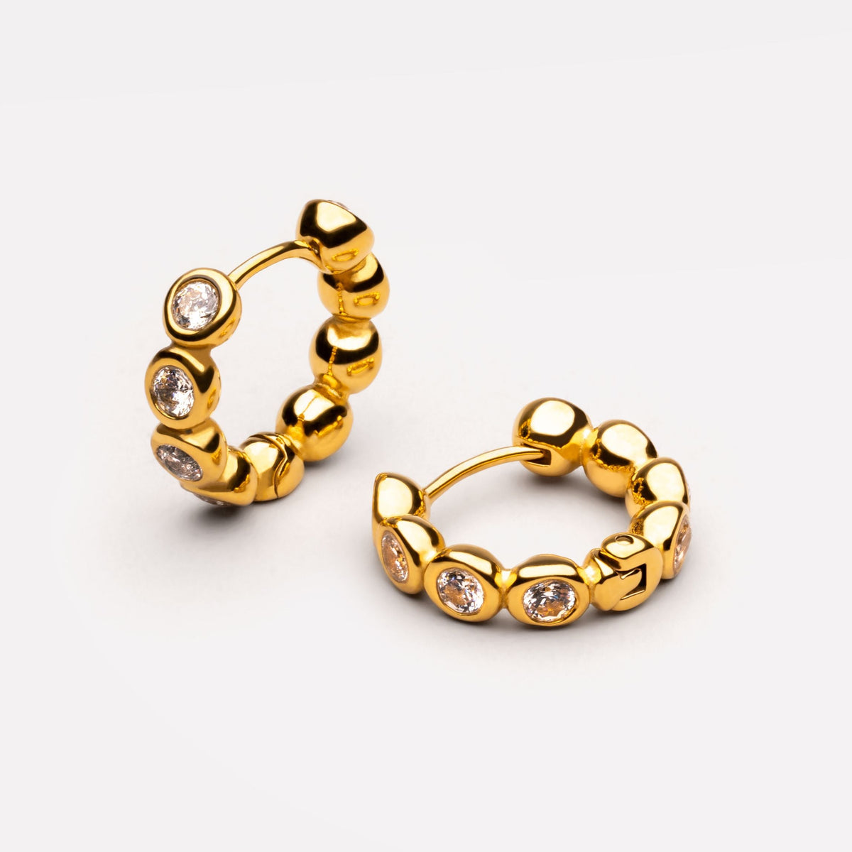 Bruce & Co Beaded White Stone Huggie Earrings, 10 mm