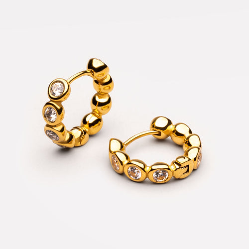 Bruce & Co Beaded White Stone Huggie Earrings, 10 mm