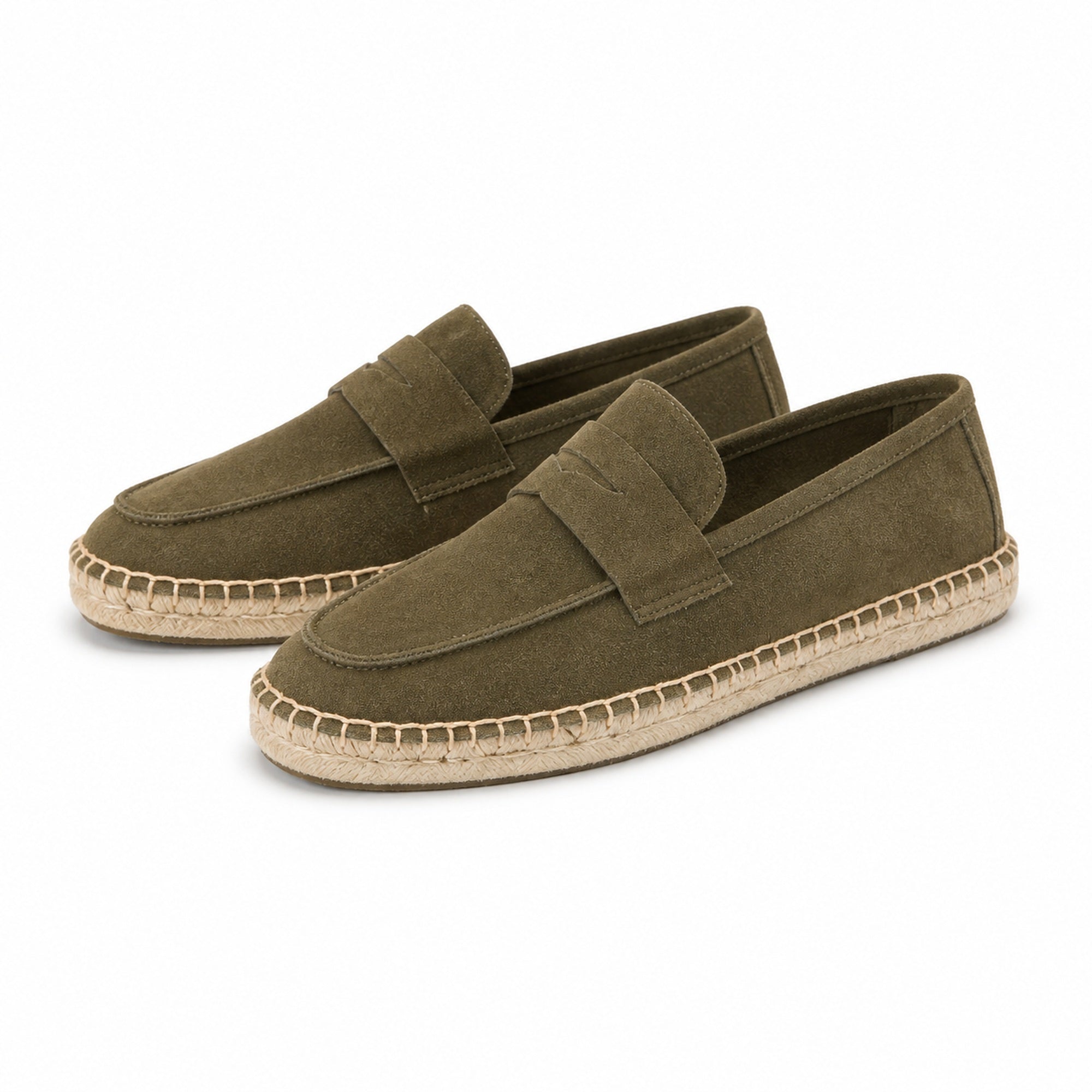 Dorerel men's suede penny espadrille loafers – green studio