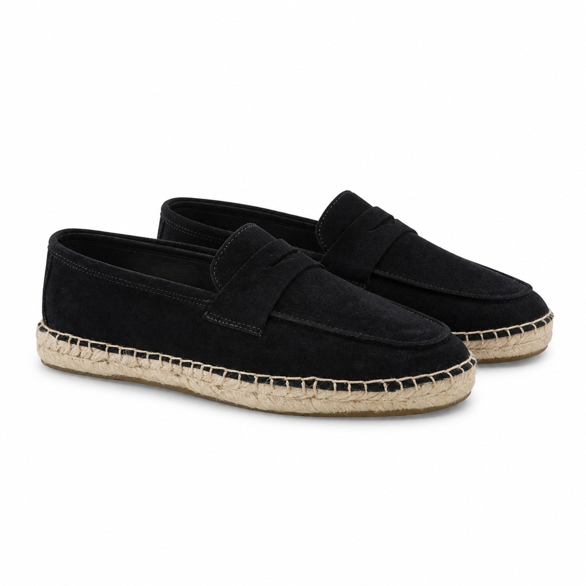 Dorerel men's suede penny espadrille loafers – black studio