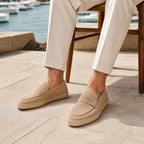 Dorerel men's suede penny espadrille loafers – beige coastal styling