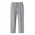 Dorevane gray relaxed cotton trousers, front studio view