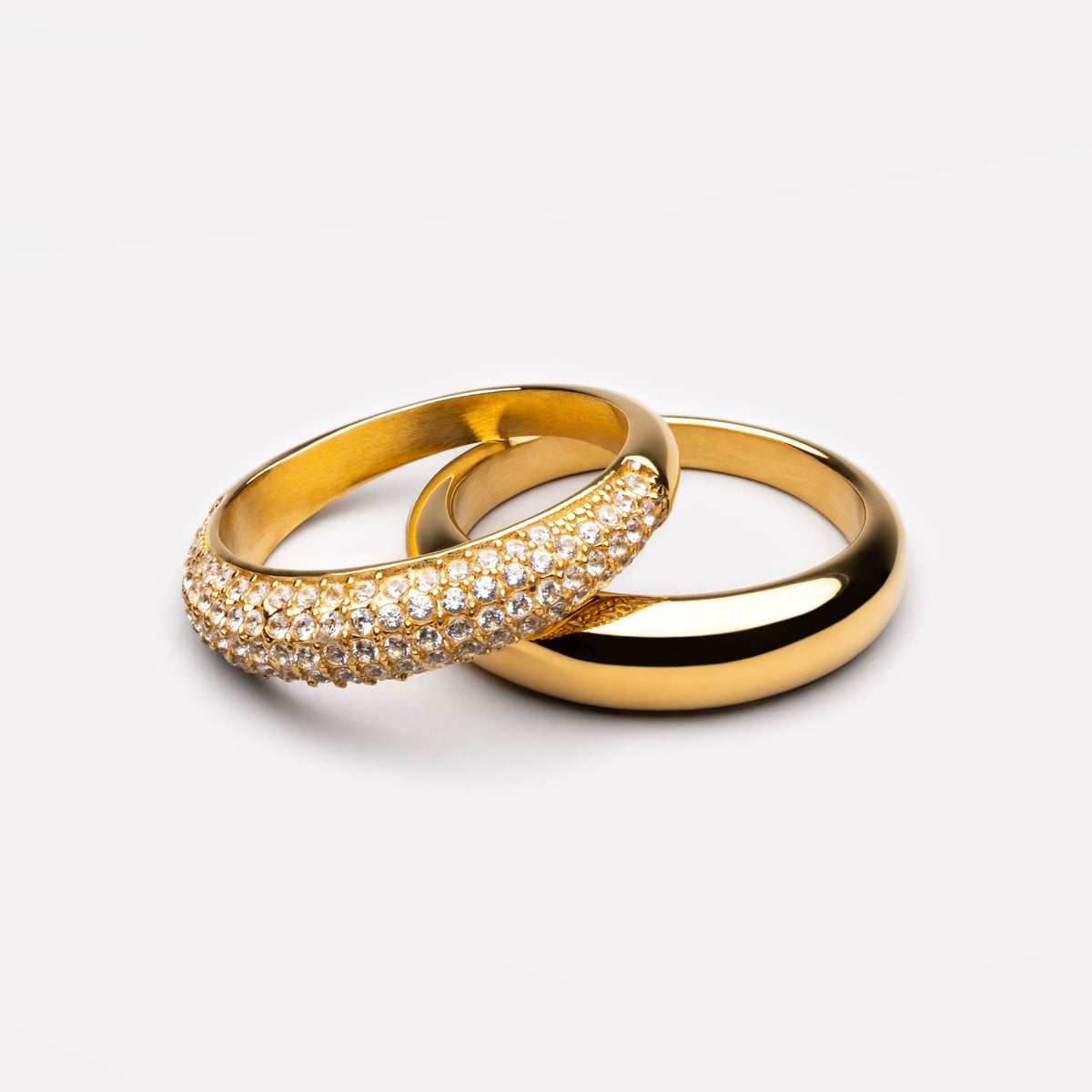 Bruce & Co Day & Night – Plain and Pavé Zircon Rings Set