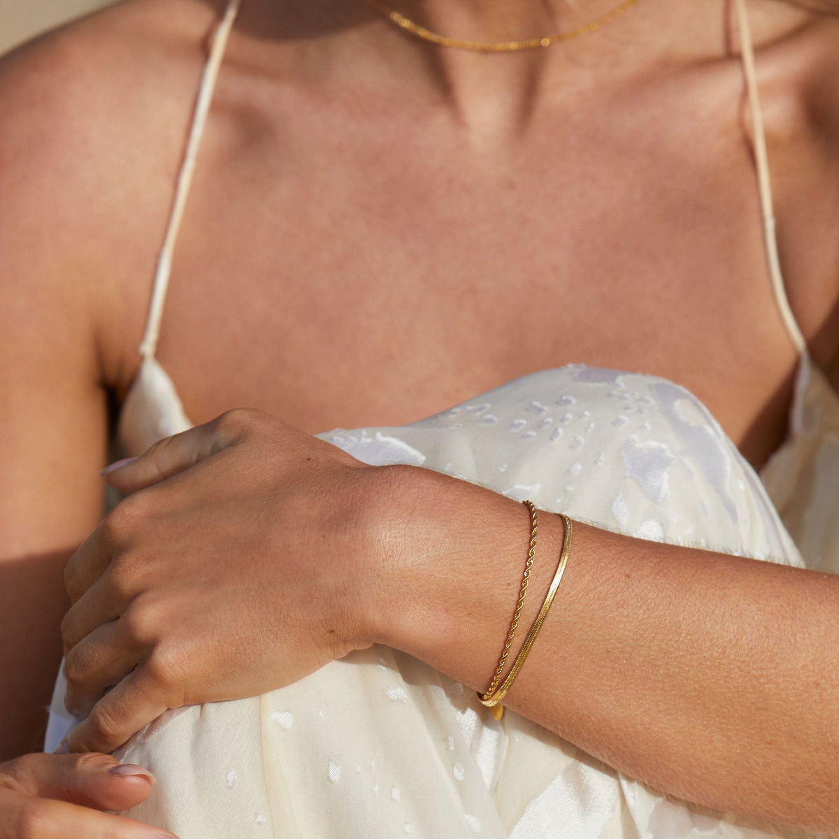 Bruce & Co Ios – Herringbone and Rope Layered Bracelet