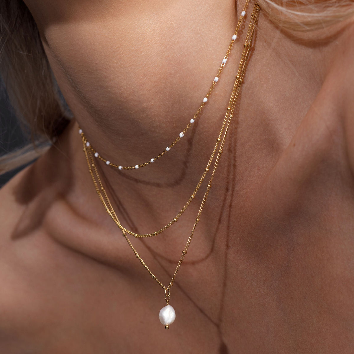 Bruce & Co White Enamel Double Layer Choker, 40 cm