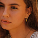 Bruce & Co Teardrop Charm Huggie Hoop Earrings, Steel