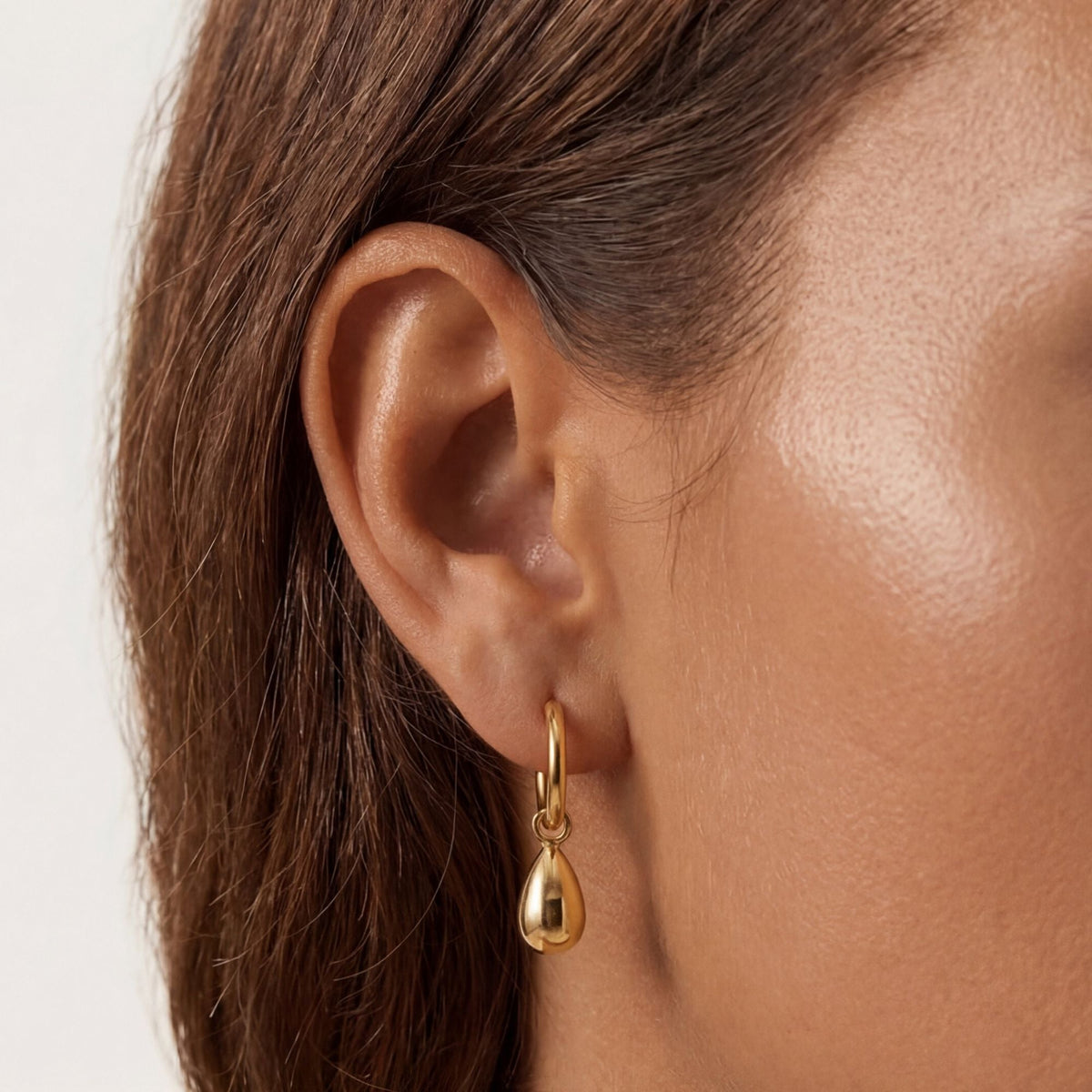 Bruce & Co Teardrop Charm Huggie Hoop Earrings, Steel