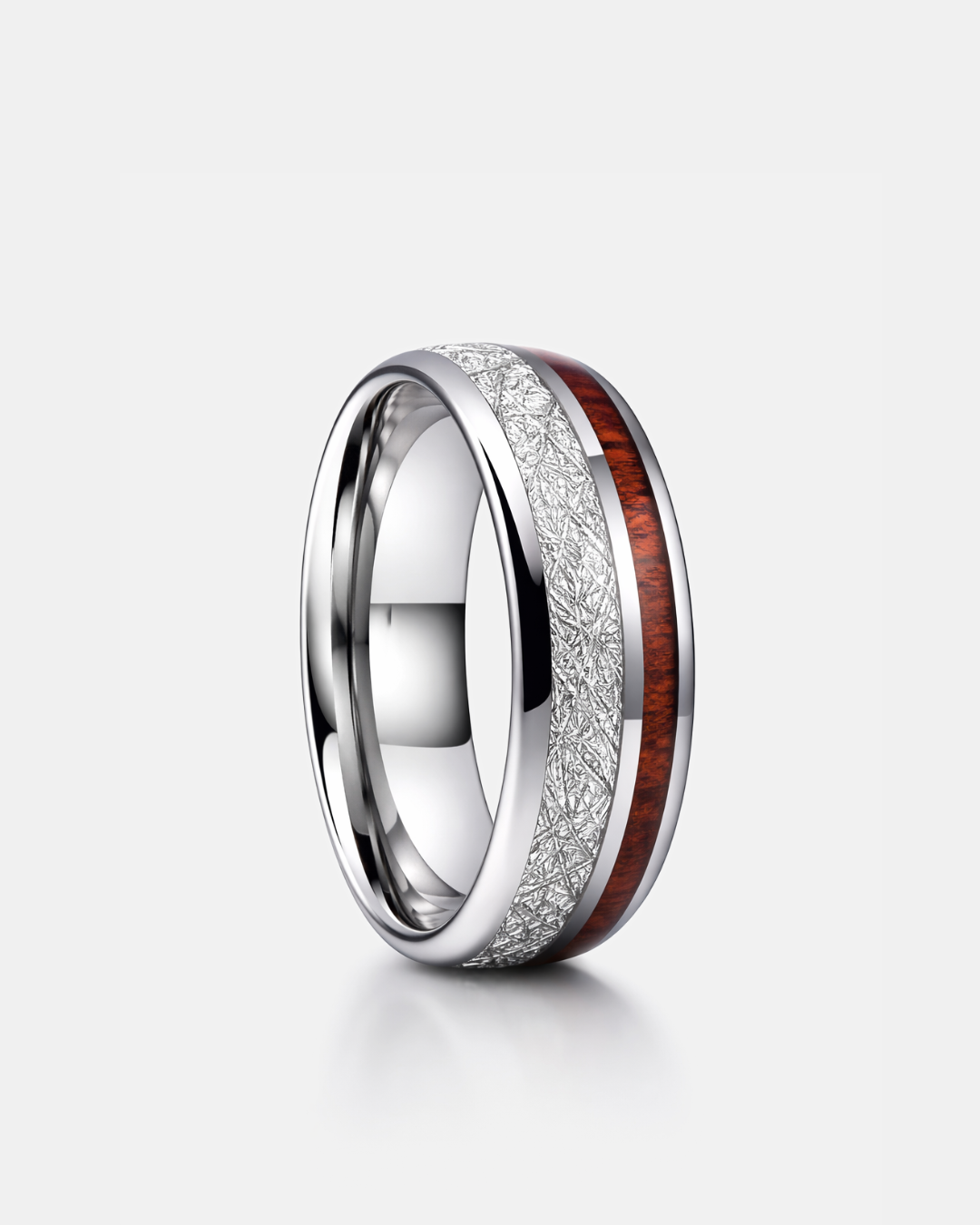 Bruce & Co Men’s 8 mm Tungsten Carbide Band Ring with Acacia Wood Inlay