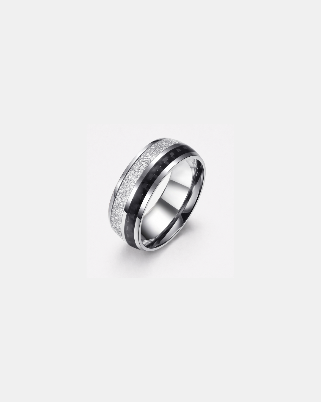 Bruce & Co Men’s 8 mm Tungsten Carbide Band Ring with Black Carbon Fiber Inlay