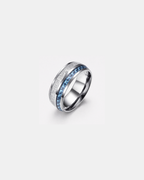 Bruce & Co Men’s Blue Carbon Inlay Tungsten Carbide Band Ring, 8 mm