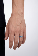 Bruce & Co Men’s Blue Carbon Inlay Tungsten Carbide Band Ring, 8 mm
