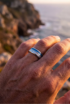 Bruce & Co Men’s Blue Carbon Inlay Tungsten Carbide Band Ring, 8 mm