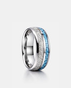 Bruce & Co Men’s Blue Carbon Inlay Tungsten Carbide Band Ring, 8 mm