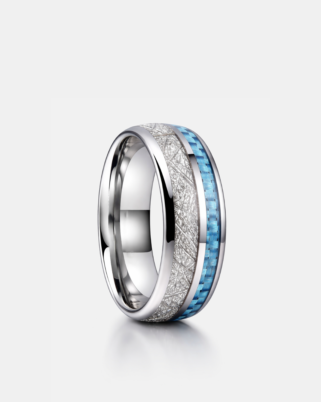 Bruce & Co Men’s Blue Carbon Inlay Tungsten Carbide Band Ring, 8 mm