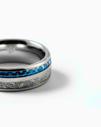 Bruce & Co Men’s Blue Carbon Inlay Tungsten Carbide Band Ring, 8 mm