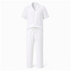 Elmere all-white linen-blend resort set, front studio view