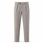 Elvaro men's herringbone pleated trousers – front studio