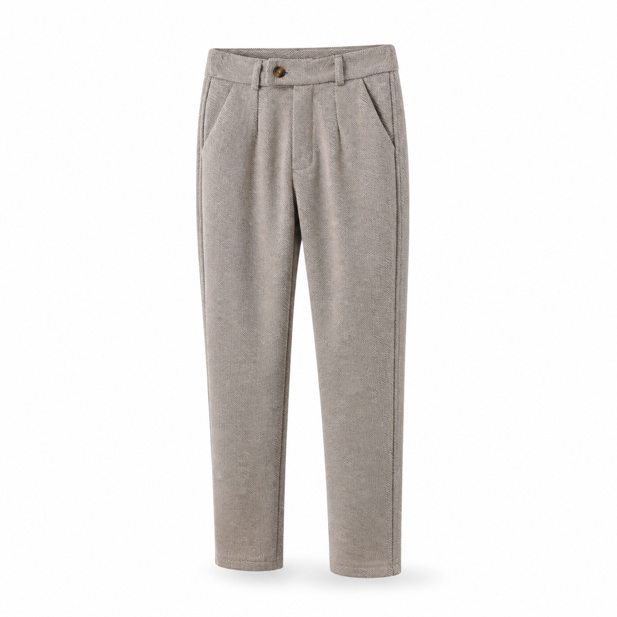 Elvaro men's herringbone pleated trousers – three-quarter studio