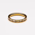 Bruce & Co White Zircon Baguette Eternity Ring, 18K Gold PVD Steel