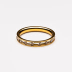 Bruce & Co White Zircon Baguette Eternity Ring, 18K Gold PVD Steel