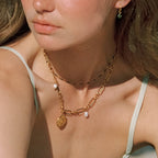 Bruce & Co Elysia – Angel Coin and Pearl Link Necklace