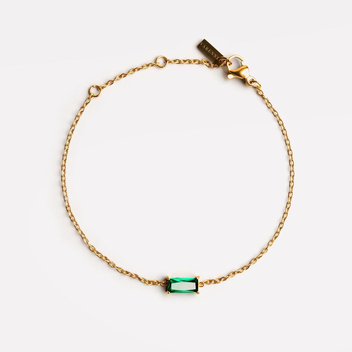 Bruce & Co Emerald-Cut Green Stone Chain Bracelet
