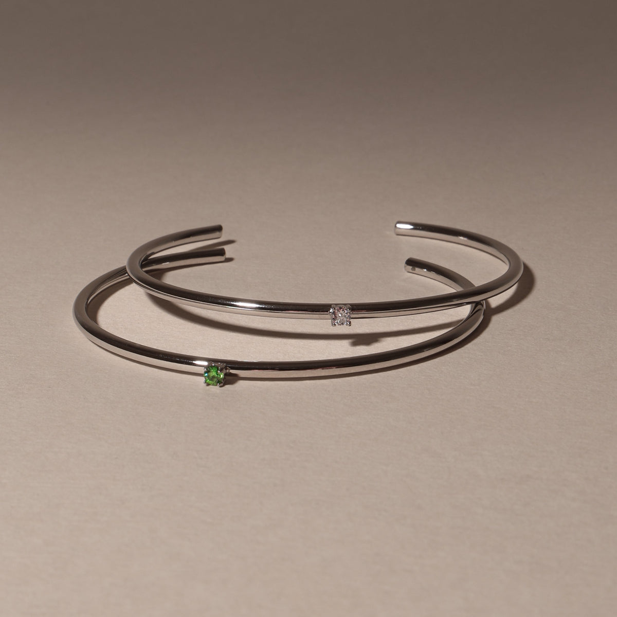 Bruce & Co Green Zircon Open Cuff Bracelet, Steel