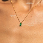 Bruce & Co Green Rectangular Stone Necklace, 6 × 4 mm