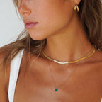 Bruce & Co Green Rectangular Stone Necklace, 6 × 4 mm