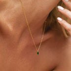 Bruce & Co Green Rectangular Stone Necklace, 6 × 4 mm