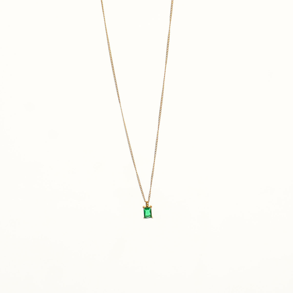 Bruce & Co Green Rectangular Stone Necklace, 6 × 4 mm