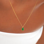 Bruce & Co Green Rectangular Stone Necklace, 6 × 4 mm