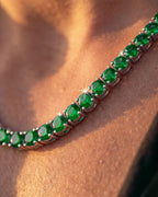 Bruce & Co Green Zircon Tennis Necklace, 4 mm, Silver-Plated, 56 cm