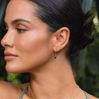 Bruce & Co Green Zircon Drop Hoop Earrings, 3 × 6 mm