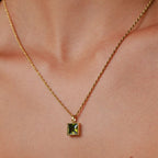 Bruce & Co Verde – Square Green Zircon Rope Necklace