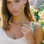 Bruce & Co Olivia – Green Glass Oval Ring, Gold PVD Steel