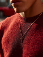 Bruce & Co Men’s Cross Pendant Necklace, 60 cm, 14K Gold-Plated