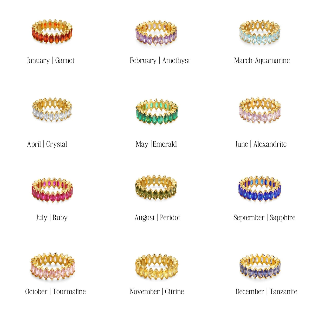 Bruce & Co Birthstone-Color Cubic Zirconia Eternity Ring, 6.6 mm