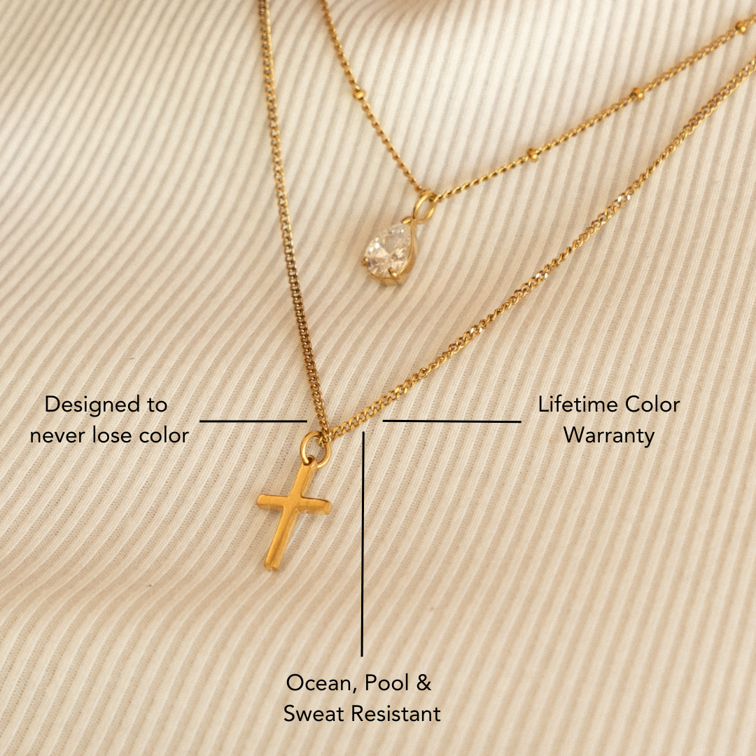 Bruce & Co Small Cross Beaded Chain Necklace, 45 cm