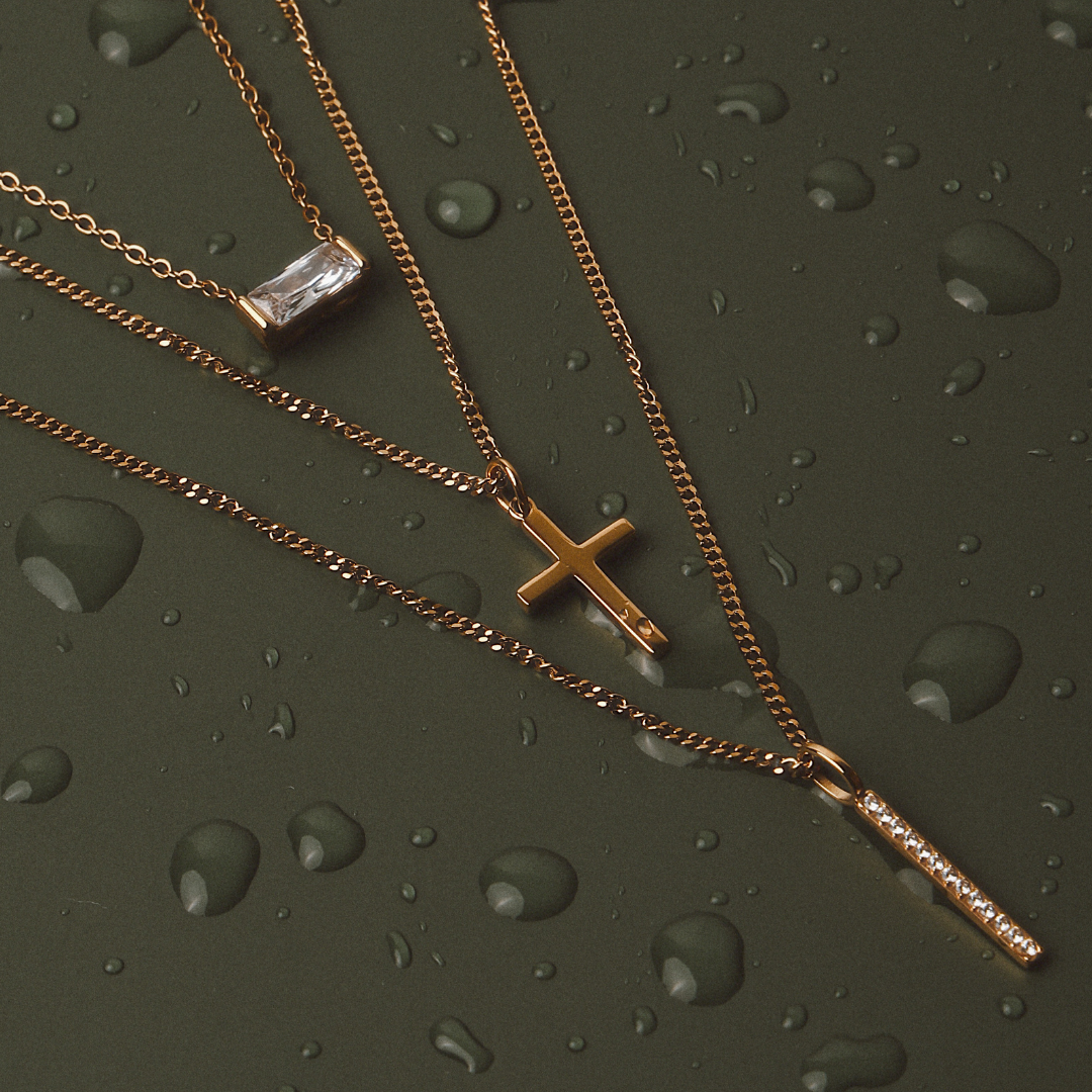Bruce & Co Small Cross Beaded Chain Necklace, 45 cm