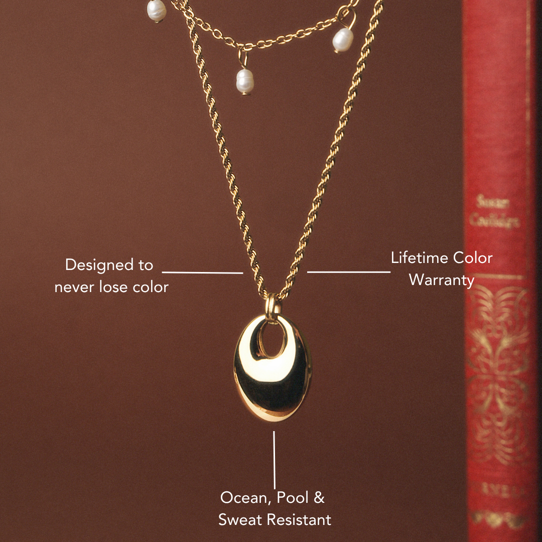 Bruce & Co Reverie – Oval Open Pendant Necklace, Stainless Steel
