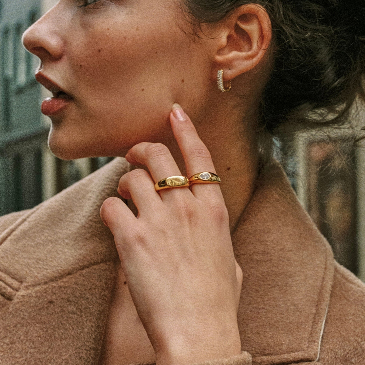 Bruce & Co Harmony – Two Pear Zircon Rings Set, Steel