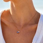 Blue Evil Eye and Pearl Necklace, 45 cm