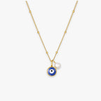 Blue Evil Eye and Pearl Necklace, 45 cm
