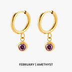 Bruce & Co Birthstone Color CZ Charm Hoop Earrings