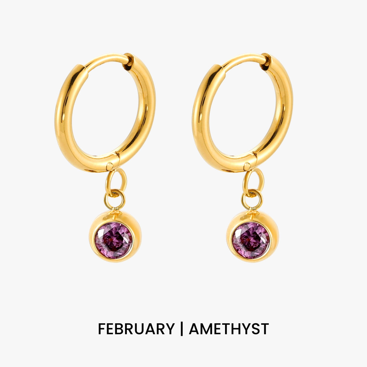 Bruce & Co Birthstone Color CZ Charm Hoop Earrings