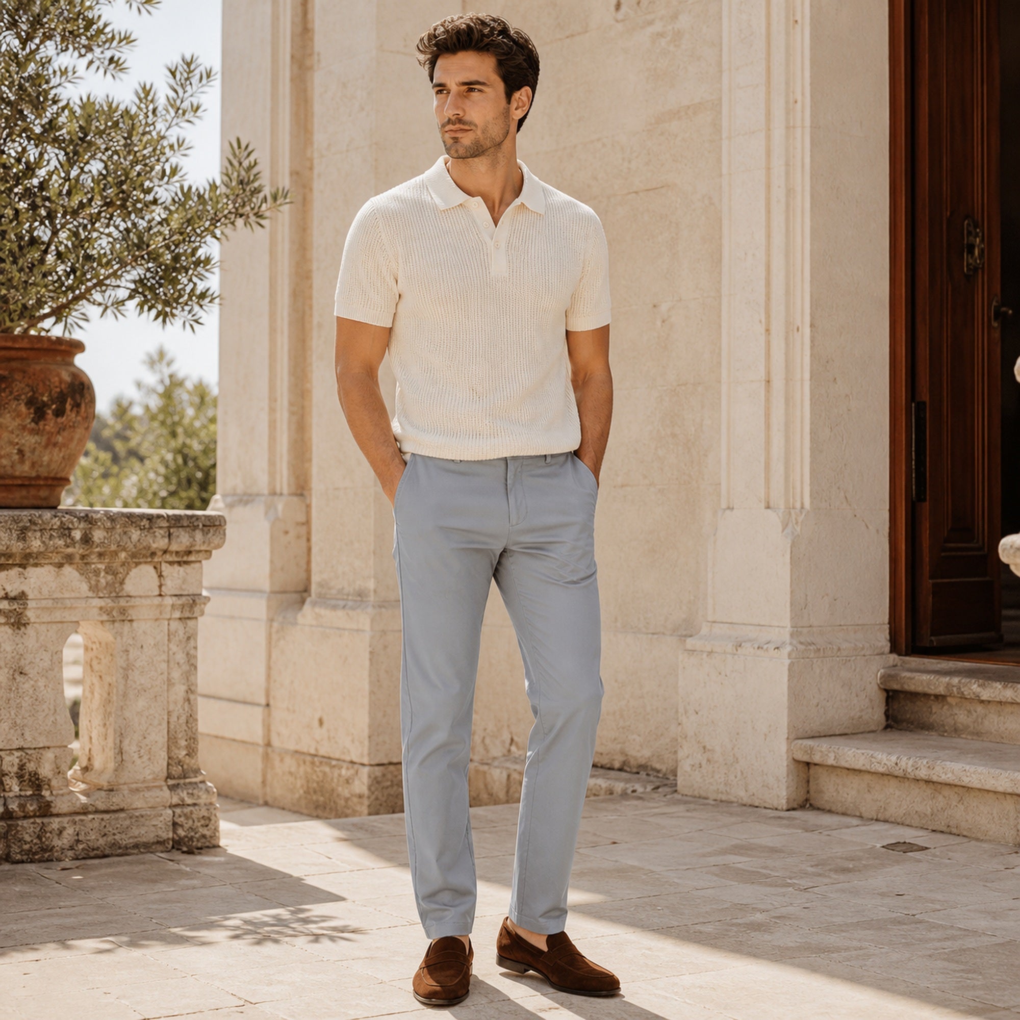 Fiormora men's slim-fit chino trousers – gray terrace styling