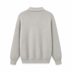 Fiorsaro grey half-zip knit polo sweater, back studio view